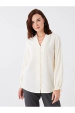 LC Waikiki V-Neck Plain Long Sleeve Women's Blouse