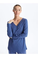 LC Waikiki V-Neck Plain Long Sleeve Women's Pajama Top