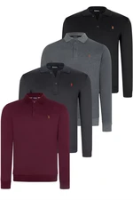 SET OF FOUR V4007 DEWBERRY MEN'S SWEATSHIRT-BLACK-NAVY-ANTHRACITE-PURPLE