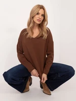 Brown oversize sweater with neckline