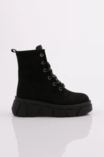 DGN 2203 Women's Zipper and Lace-Up Thick Sole Boots.