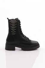 DGN K9002 Women's Lace-Up Boots Black Caviar