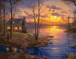 Zuty Pintura por números Lake, Hut And Sunset (Abraham Hunter)