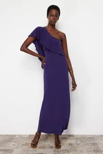 Trendyol Purple Open Waist/Skater Knitted Elegant Evening Dress