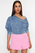 Trendyol Pink Pocket Detailed High Waist Denim Shorts