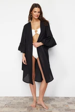 Trendyol Black Belted Mini Woven Kimono & Kaftan