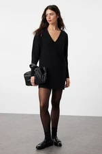 Trendyol Black Mini Knitwear Wide Fit Soft Textured Dress