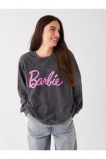 LC Waikiki Women's Crew Neck Barbie Printed Long Sleeve Oversize Sweatshirt