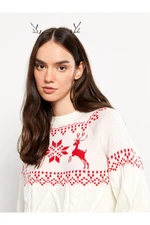 LC Waikiki Women's High Neck Christmas Theme Long Sleeve Knitwear Sweater