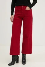 Manšestrové kalhoty Pepe Jeans CELIA červená barva, střih culottes, high waist, PL211776