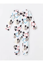 LC Waikiki Crew Neck Mickey Mouse Printed Baby Boy Jumpsuit