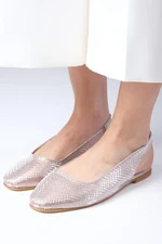 Mio Gusto Ally Powder Color Snakeskin Patterned Flat Toe Women's Flat Shoes