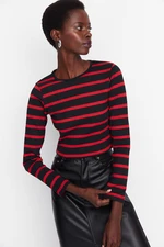 Trendyol Black Striped Pleated Corduroy Knitted Blouse