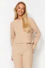 Trendyol Beige Soft Touch Ribbed Knitted Pajama Set