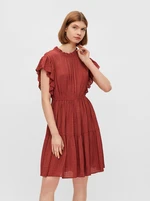 Brown Patterned Dress with Ruffles Pieces Liz - Women