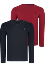 DOUBLE SET T8587 DEWBERRY V-NECK MEN'S SWEATSHIRT-BLACK-BURGUNDY