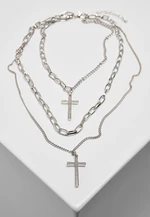 Necklace with layering and cross - silver colors