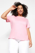 Trendyol Curve Pink Basic Crew Neck 100% Cotton Knitted T-Shirt