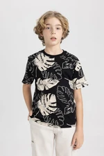 DEFACTO Boy's Crew Neck Patterned Short Sleeve T-Shirt