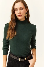 Olalook Women's Emerald Green Half Turtleneck Raised Camisole Body