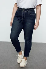 Trendyol Curve Navy Blue High Waist Straight Leg Skinny Plus Size Jeans