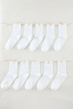 Trendyol White Unisex 10-Pack Cotton College-Tennis-Medium Men's Socks