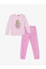 LC Waikiki Crew Neck Barbie Printed Long Sleeve Girls Kids Pajamas Set