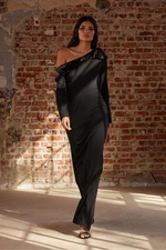 Trendyol Black Plain Regular Unlined Woven Evening Dress & Graduation Dress