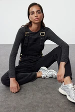 Trendyol Black Buckle Detailed Salopet Denim Jumpsuit