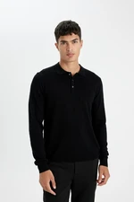 DEFACTO Standard Fit Regular Cut Polo Collar Soft Textured Premium Knitwear Sweater