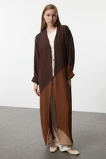 Trendyol Brown Color Blocked Long Woven Cap & Abaya