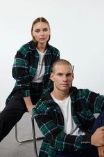 Trendyol Black Unisex Oversize Fit Winter Plaid Lumberjack Shirt Jacket