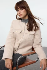 Trendyol Stone Regular Quilted Seasonal Suede Jacket Coat