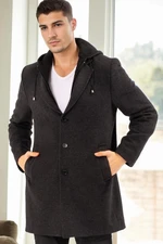 PLT8376 DEWBERRY MEN'S COAT-PATTERNED LIGHT BLACK