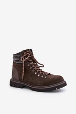 Suede insulated ankle boots trappers men's Big Star Hi-Poly System brown