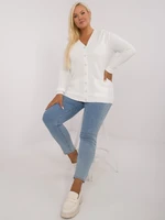 White women's sweater in larger size with neckline