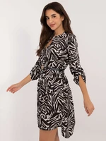 Ecru-black shirt dress with zebra print