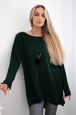 Sweater with necklace dark green