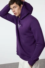 Trendyol Purple Regular/Normal Cut Animal Embroidered Polar Fleece Hooded Sweatshirt