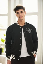 36934 Dewberry Mens College Jacket with Embroidery Detail-BLACK