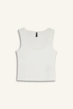 DEFACTO Slim Fit Slim Cut Square Neck Basic Plain White Tank Top