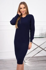 Striped sweater dress in navy blue color