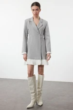 Trendyol Gray Pleated Mini Woven Jacket Dress