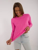 Pink classic sweater with long sleeves