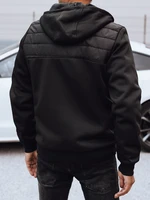 Men's transitional quilted jacket with hood black Dstreet