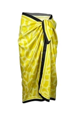 71058 Dewberry Patterned Shiny Fabric Women Pareo-YELLOW