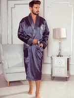 Men's bathrobe De Lafense 940 Satin M-4XL navy blue 042