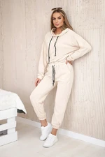 Cotton set sweatshirt + trousers light beige