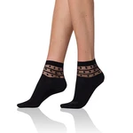 Bellinda 
TRENDY COTTON SOCKS - Women's Socks with Decorative Hem - Black