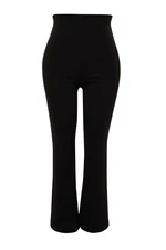 Trendyol Curve Black Knitted Wide Leg High Waist Trousers With Slits in the Sides